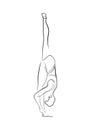 Hand drawn line art illustration of Urdhva Stretched Upward pose