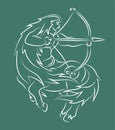 Hand drawn line art with sagittarius silhouette Royalty Free Stock Photo