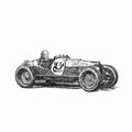 Open wheel race car stylized drawing