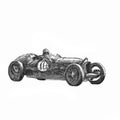 Open wheel race car stylized drawing