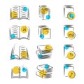Hand drawn line book icons on white background Royalty Free Stock Photo