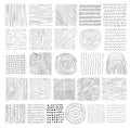 Hand drawn line texture set. Vector scribble, horizontal and wave strokes collection. Graphic vector freehand textures