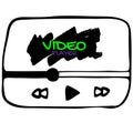 Hand drawn linear button Video player. Ink icon for web, video blog, music, interface, info-graphic or app. Royalty Free Stock Photo