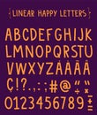 Hand drawn linear happy orange alphabet