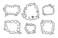Hand drawn linear speech bubble vector set. Various shape call out shape collection. Cartoon style clip art for slogan