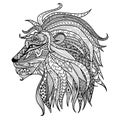 Hand drawn lion coloring page. Royalty Free Stock Photo