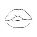 Hand drawn lips, colored lips isolated. Vector fashion illustration.