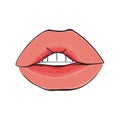 Hand drawn lips, colored lips . Warhol style poster. background. Vector fashion illustration.