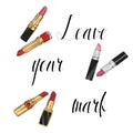 Hand drawn lipsticks illustration Royalty Free Stock Photo