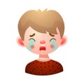 Boy with crying upset face expression vector illustration Royalty Free Stock Photo