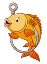 The hand drawn of the little fish is hooked up Royalty Free Stock Photo