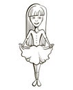 Hand Drawn Little Girl Royalty Free Stock Photo