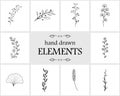 Hand drawn floral logo elements and icons Royalty Free Stock Photo