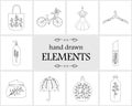 Hand drawn logo elements and icons Royalty Free Stock Photo