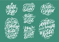 Hand drawn logo set. Phrases for ketogenic diet.