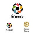 Hand drawn logo with a soccer ball with hands Royalty Free Stock Photo