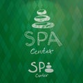 Hand drawn logo of spa center made from stacked white stones