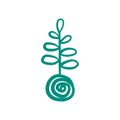 Hand drawn logotype illustration green succulent kokedama