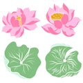 Hand drawn lotus isolate vector set and Japanese tattoo Royalty Free Stock Photo