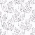 Hand drawn lovage branch outline seamless pattern