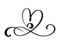 Hand drawn love border flourish heart separator Calligraphy designer elements. Vector vintage wedding, valentines day Royalty Free Stock Photo