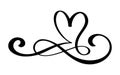 Hand drawn love border flourish heart separator Calligraphy designer elements. Vector vintage wedding, valentines day Royalty Free Stock Photo