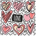 hand drawn love doodle set