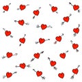 Hand drawn love seamless pattern on the white background