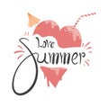 Hand Drawn Love Summer with Heart Ice Cream