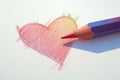 Hand drawn love symbol with colored pencils Soft focused selective focus