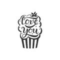 Hand drawn Love you typography lettering poster, isolated. Vector picture for greeting cards, Valentines`Day, Mother`s Day, Woma Royalty Free Stock Photo