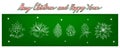 Hand Drawn of Lovely Christmas Pine Corn, Bell and Poinsettia Royalty Free Stock Photo