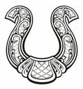 Hand drawn lucky horseshoe. Tattoo element. Vector tribal.Vector illustration. Royalty Free Stock Photo