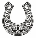 Hand drawn lucky horseshoe. Tattoo element. Vector tribal.Vector illustration. Royalty Free Stock Photo