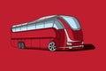 Hand-Drawn Luxury Red Bus Vector Art - Perfect for Transport and Travel Designs Royalty Free Stock Photo