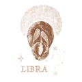 Cute watercolor bunny. Zodiac constellation Libra