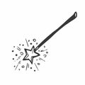 Hand Drawn magic wand doodle. Sketch style icon. Decoration element. Isolated on white background. Flat design. Vector Royalty Free Stock Photo