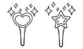 hand drawn magic wand shaped heart and star Royalty Free Stock Photo