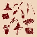 Hand drawn magical things. Vector background, wallpaper, backdrop, stickers