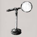 Hand drawn magnifier isolated on gray background