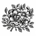 Hand Drawn Magnolia Flowers: Folklore-inspired Carving With Bold Coloration