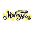 Hand drawn Malaysia tourism logo. Modern print for souveniers. Logotype for banner, website, postcard.