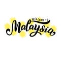 Hand drawn Malaysia tourism logo. Modern print for souveniers.