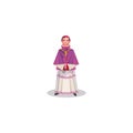 Catholic priest in purple cassock and golden cross vector illustration