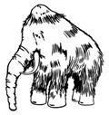 Hand drawn mammoth. Sketch of Mammuthus primigenius, black and white illustration. Vector, sketch illustration of Royalty Free Stock Photo