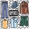 hand drawn man apparel doodle set Royalty Free Stock Photo