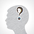 Hand drawn man s face with question mark making a Royalty Free Stock Photo