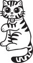 Hand Drawn Maneki Neko or lucky striped cat illustration in doodle style Royalty Free Stock Photo