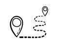 hand drawn map distance measuring icon. Doodle Map route vector pictogram isolated white background