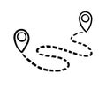 hand drawn map distance measuring icon. Doodle Map route vector pictogram isolated white background